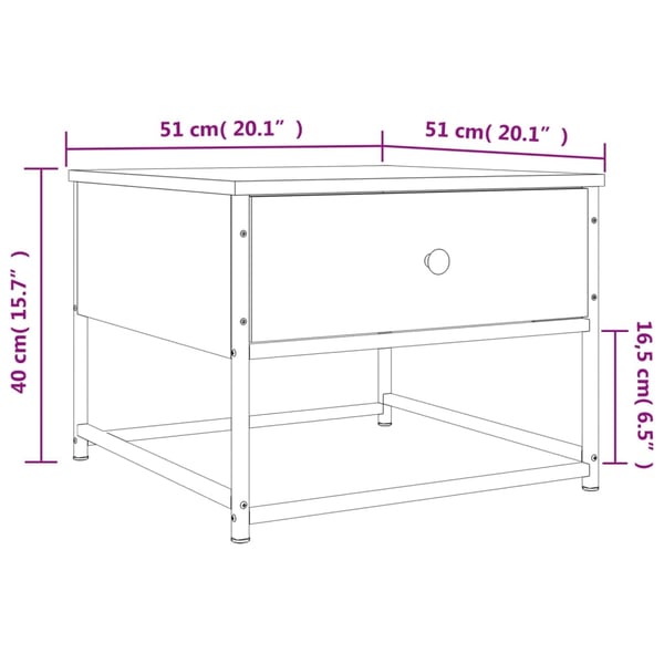vidaXL Salongbord brun eik 51x51x40 cm konstruert tre