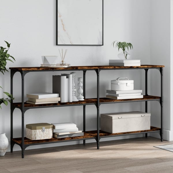 vidaXL konsolbord 150x29x75 cm konstrueret træ røget egetræsfarve