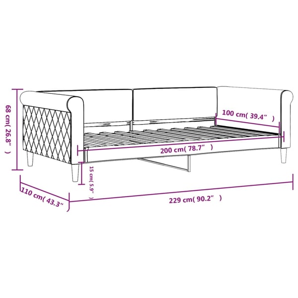 vidaXL Dagbädd blå 100x200 cm sammet