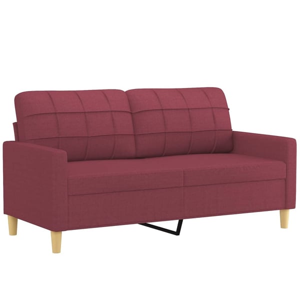 vidaXL sofasæt 2 dele med hynder stof vinrød