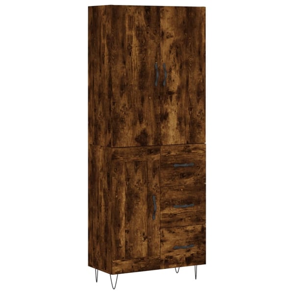 vidaXL Highboard røkt eik 69,5x34x180 cm konstruert tre