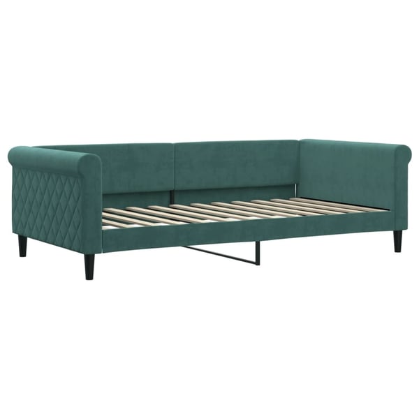 vidaXL daybed med udtræk og madras 100x200 cm velour mørkegrøn