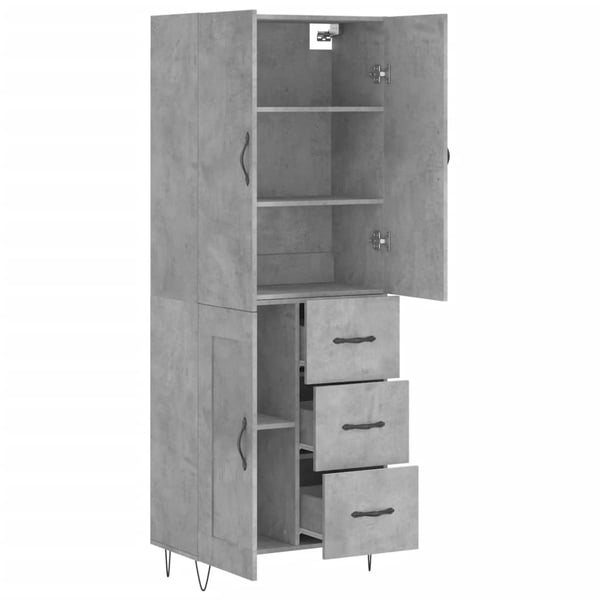 vidaXL Highboard betonggrå 69,5x34x180 cm konstruert tre