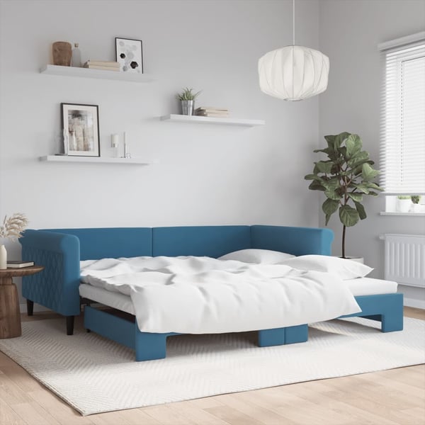 vidaXL daybed med udtræk 100x200 cm velour blå