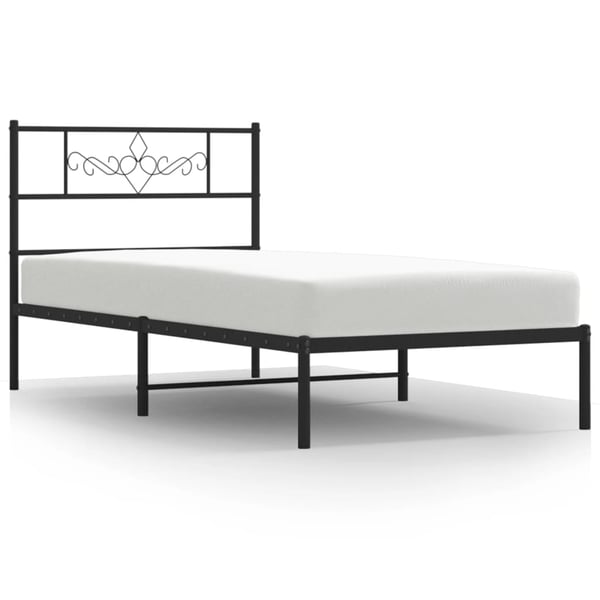 vidaXL Sengeramme i metall med hodegavl svart 90x200 cm