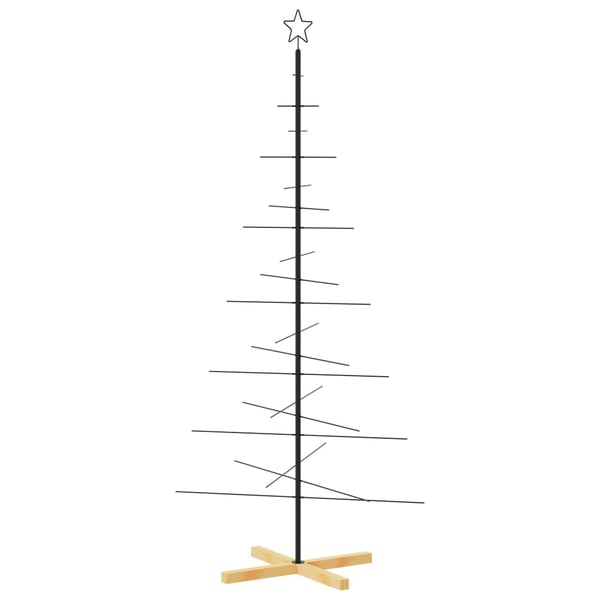 vidaXL Juletre til dekorasjon med trebunn metall svart 180 cm