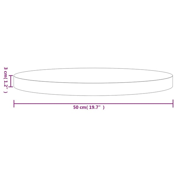 vidaXL Bordplate rund hvit Ø50x3 cm heltre furu