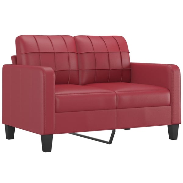 vidaXL 2-personers sofa med pyntepuder 120 cm kunstlæder vinrød