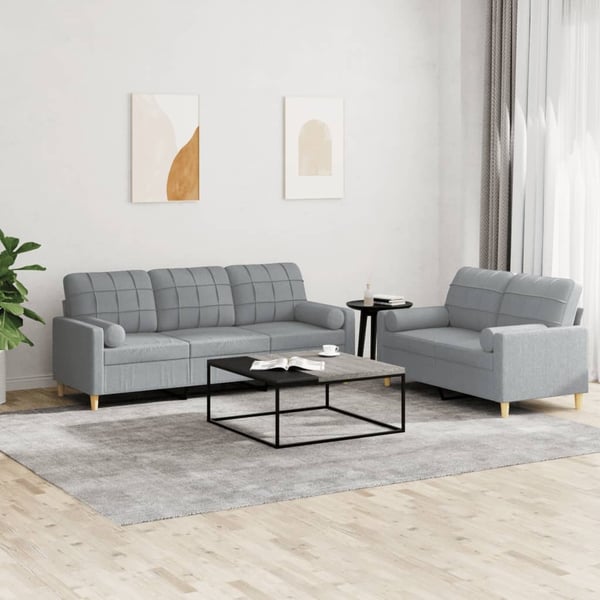 vidaXL sofasæt 2 dele med puder stof lysegrå