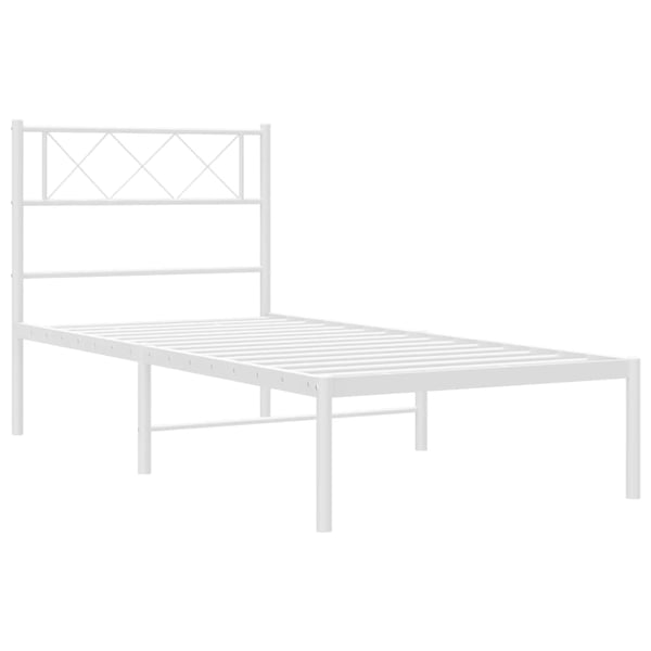 vidaXL Sengeramme i metall med hodegavl hvit 90x200 cm
