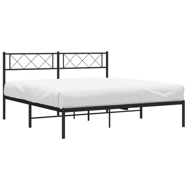 vidaXL Sengeramme i metall med hodegavl svart 160x200 cm