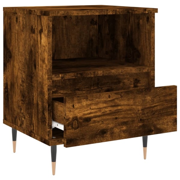 vidaXL sengeborde 2 stk. 40x35x50 cm røget egetræsfarve