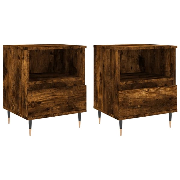 vidaXL sengeborde 2 stk. 40x35x50 cm røget egetræsfarve