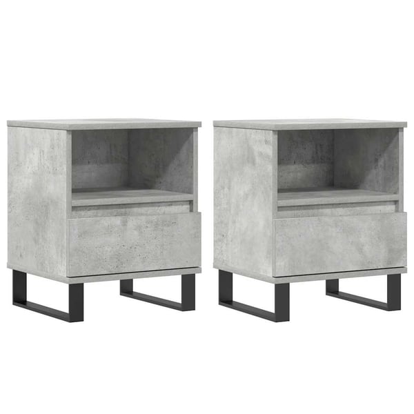 vidaXL Nattbord 2 stk betonggrå 40x35x50 cm konstruert tre
