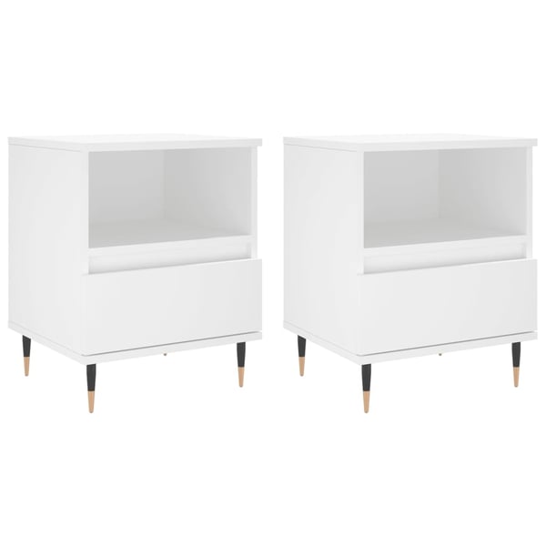vidaXL Nattbord 2 stk hvit 40x35x50 cm konstruert tre