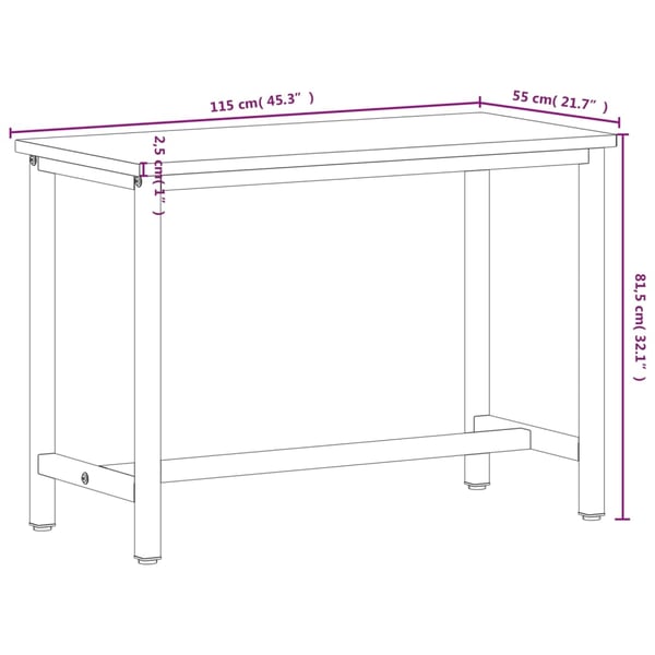 vidaXL arbejdsbænk 115x55x81,5 cm massivt bøgetræ og metal