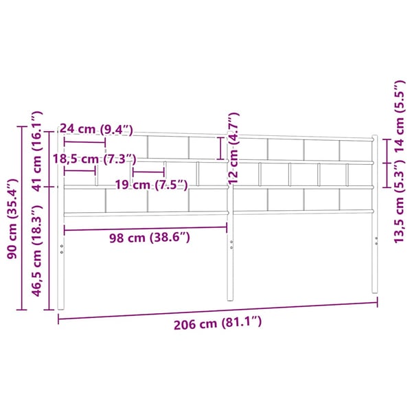 vidaXL Utskiftbar sengegavl i metall svart 200 cm