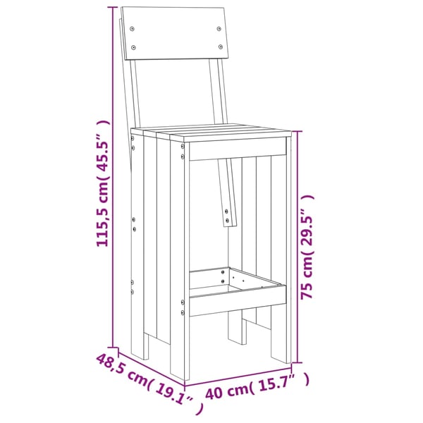 vidaXL Hagebarsett 5 deler honningbrun heltre furu