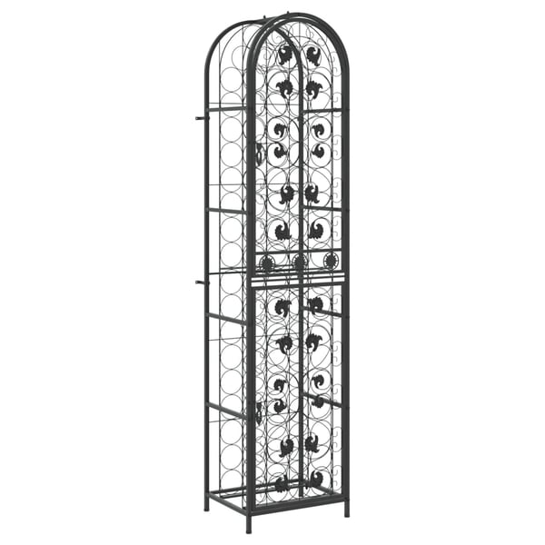 vidaXL Viinipulloteline 73 pullolle musta 45x36x200 cm takorauta