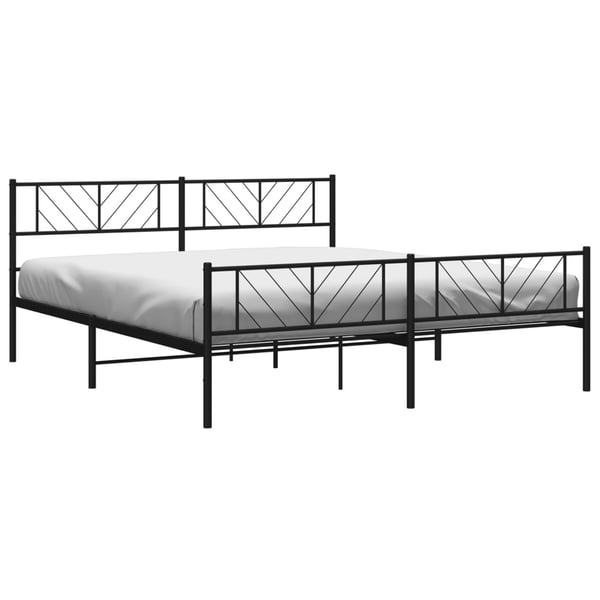 vidaXL Sengeramme i metall uten madrass med fotgavl svart 180x200 cm