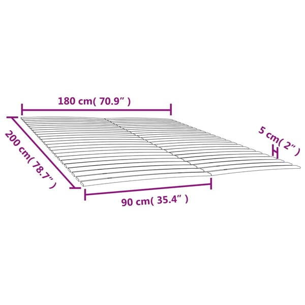 vidaXL Sengebunnsutskiftning med 48 lameller 2 stk 90x200 cm