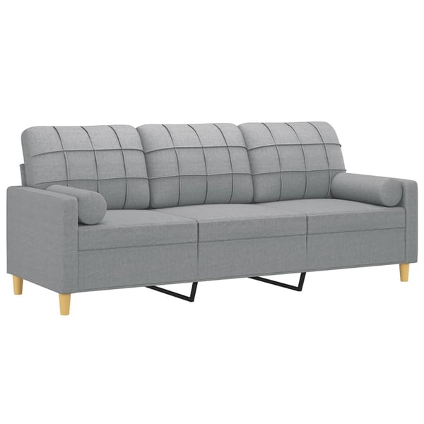 vidaXL 3-personers sofa med pyntepuder 180 cm stof lysegrå