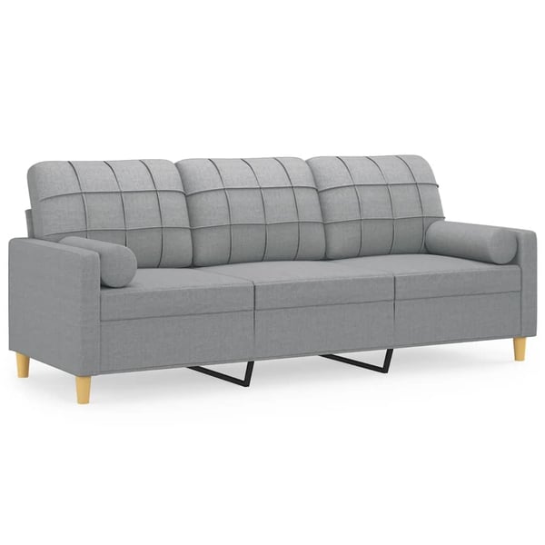 vidaXL 3-personers sofa med pyntepuder 180 cm stof lysegrå