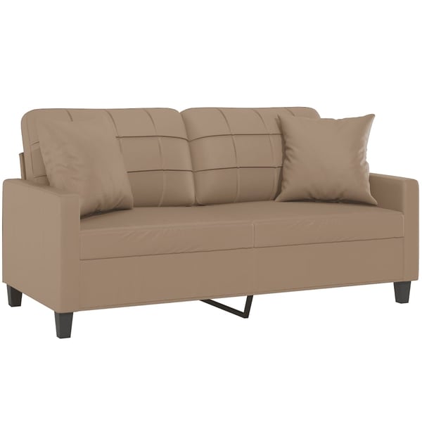 vidaXL 2-personers sofa med pyntepuder 140 cm kunstlæder cappuccino