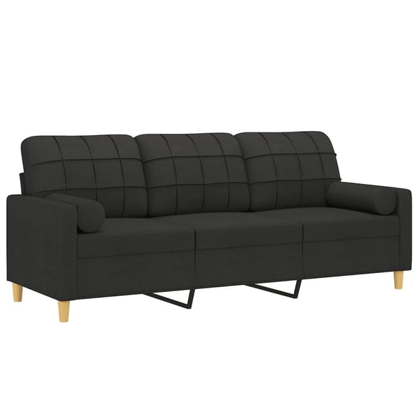 vidaXL 3-personers sofa med pyntepuder 180 cm stof sort