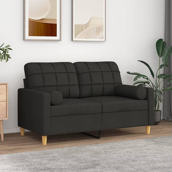 vidaXL 2-personers sofa med pyntepuder 120 cm stof sort