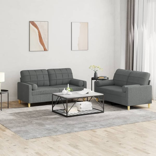 vidaXL sofasæt 2 dele med puder stof mørkegrå