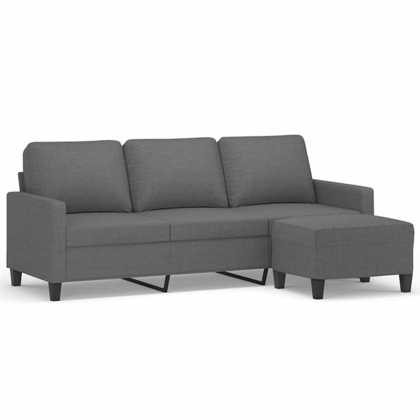 vidaXL 3-personers sofa med fodskammel 180 cm stof Mørkegrå