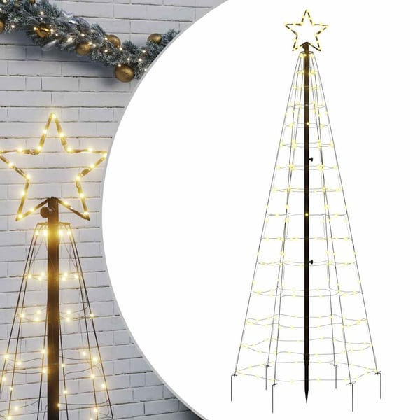 vidaXL LED-juletræ med spyd 220 LED'er 180 cm varmt hvidt lys