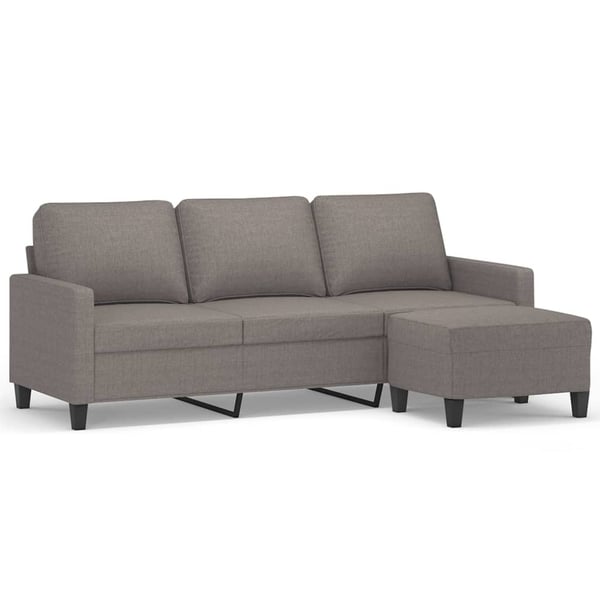 vidaXL 3-personers sofa med fodskammel 180 cm stof Gråbrun
