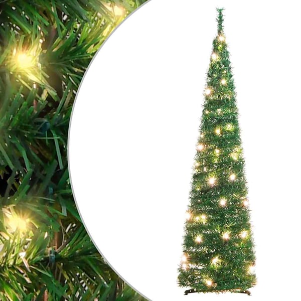 vidaXL kunstigt juletræ med 50 LED'er 120 cm pop op-funktion grøn