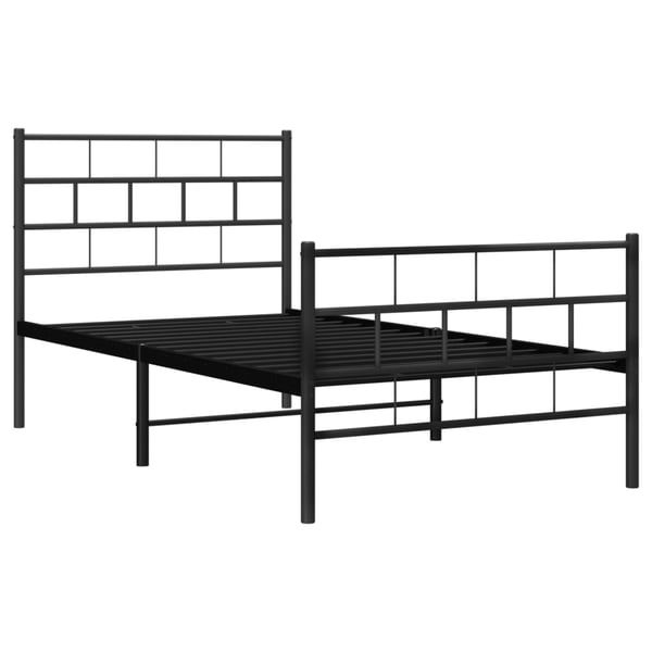 vidaXL Sengeramme i metall med hode- og fotgavl svart 90x200 cm