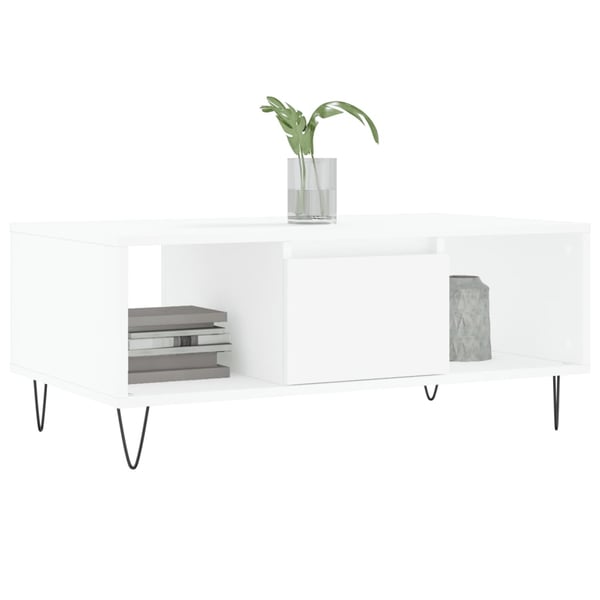 vidaXL Salongbord hvit 90x50x36,5 cm konstruert tre