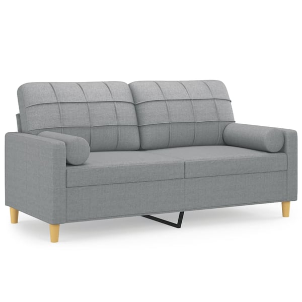 vidaXL 2-sits soffa med prydnadskuddar ljusgrå 140 cm tyg
