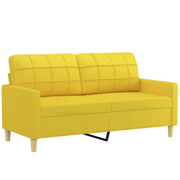 vidaXL sofasæt 2 dele med puder stof lysegul