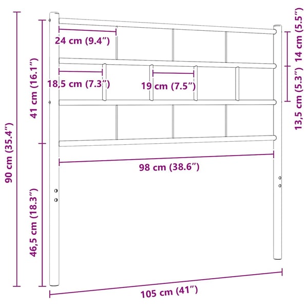 vidaXL Utskiftbar sengegavl i metall svart 100 cm