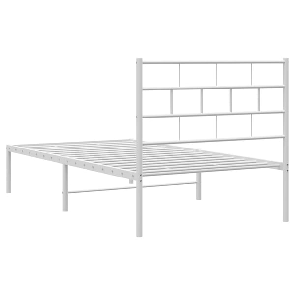 vidaXL Sengeramme i metall uten madrass med hodegavl hvit 75x190 cm