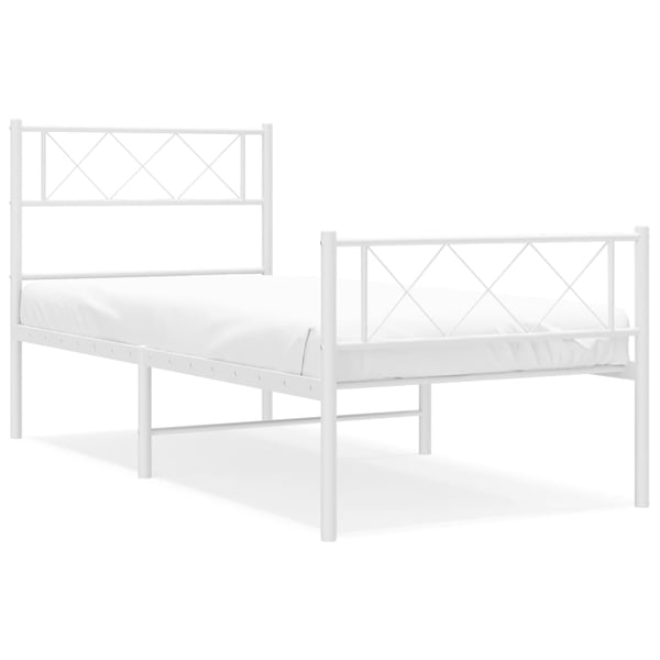 vidaXL Sengeramme i metall med hode- og fotgavl hvit 80x200 cm