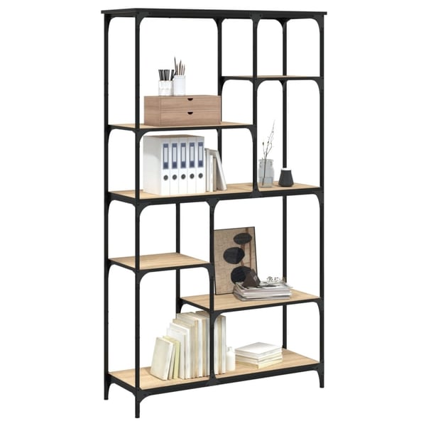 vidaXL bogreol 99x35,5x176 cm konstrueret træ og jern sonoma-eg