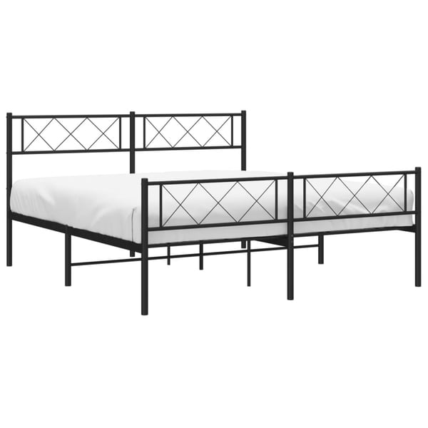 vidaXL Sengeramme i metall med hode- og fotgavl svart 150x200 cm