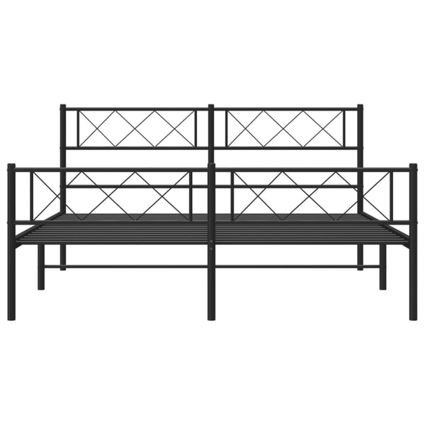 vidaXL Sengeramme i metall med hode- og fotgavl svart 150x200 cm