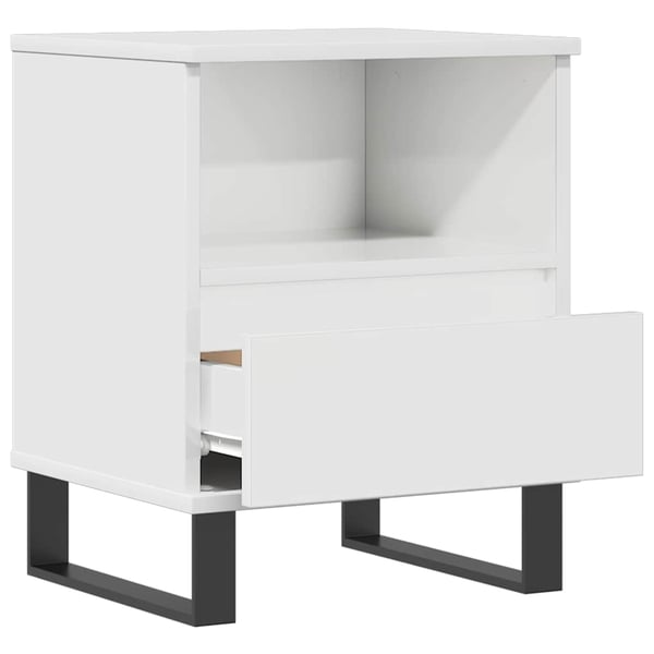 vidaXL sengeskab 40x35x50 cm konstrueret træ hvid højglans