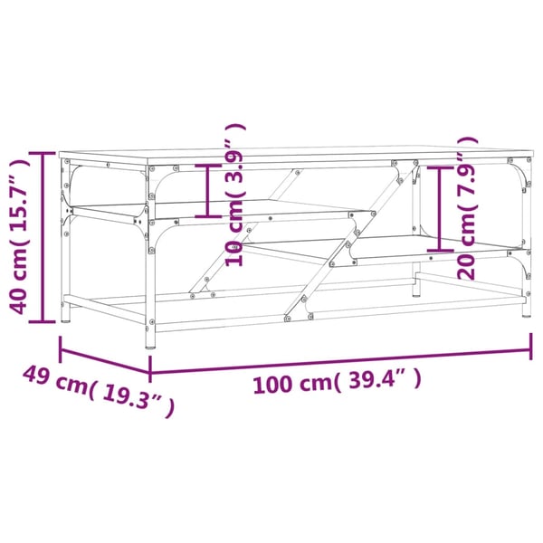 vidaXL sofabord 100x49x40 cm konstrueret træ sort