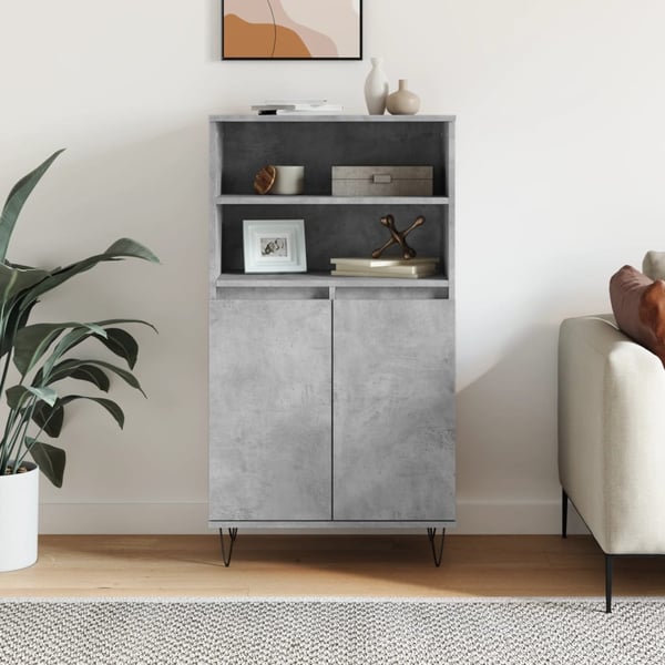 vidaXL Highboard betonggrå 60x36x110 cm konstruert tre