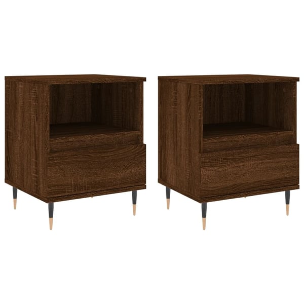 vidaXL sengeborde 2 stk. 40x35x50 cm brun egetræsfarve