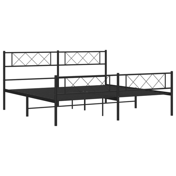 vidaXL Sengeramme i metall med hode- og fotgavl svart 193x203 cm